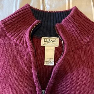 Medium burgundy quarter zip sweater. 100% cotton L.L. Bean.